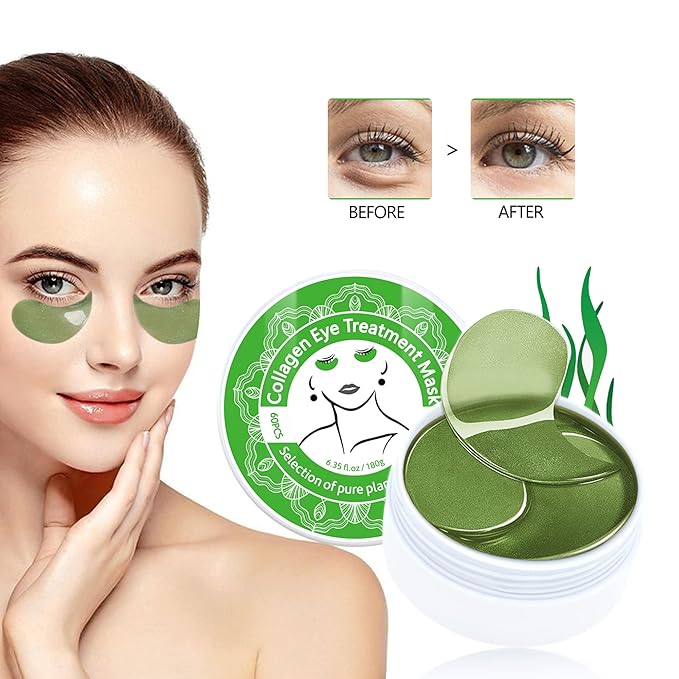 Collagen Under Eye Patches,Seaweed Eye Mask,Under Eye Pad For Dark Circles And Puffiness,Eye Gel Treatment Masks for Puffy Eyes,Under Eye Bags,Anti Wrinkle,Improve and Firm Eye Skin