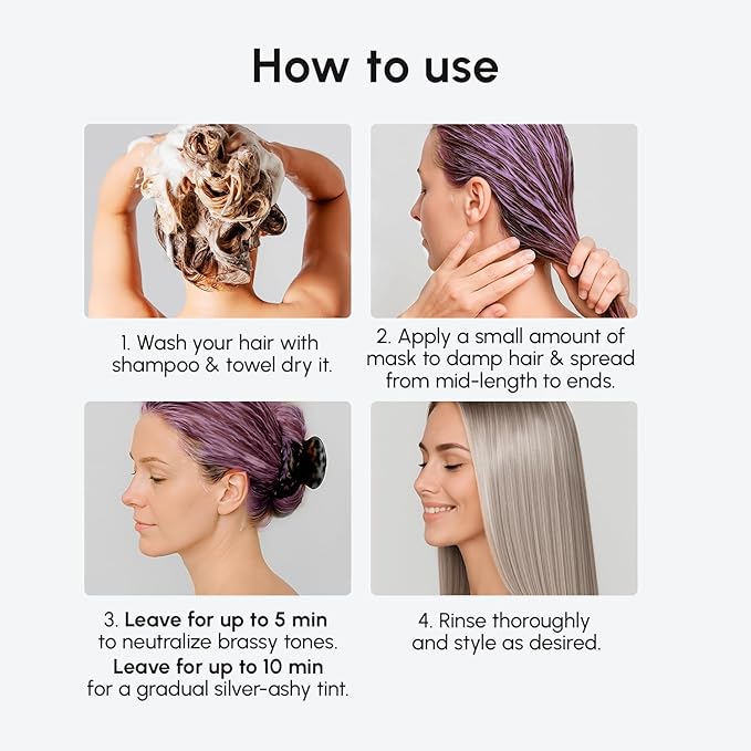 MAREE Purple Hair Mask - Toner for Blonde Hair - Purple Conditioner for Color Treated - Brassy, Bleached, Highlighted, Platinum, Ash and Silver - with Keratin – Matizador Para Cabello Rubio