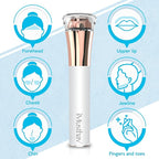 Facial Hair Remover for Women Painless Flawless Electric Razor Epilator Trimmer Shaver with 18K Gold-Plated, 16mm Dual Ring Floating Head, USB Rechargeable, 360° LED for Face Lip Hair Removal