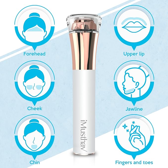 Facial Hair Remover for Women Painless Flawless Electric Razor Epilator Trimmer Shaver with 18K Gold-Plated, 16mm Dual Ring Floating Head, USB Rechargeable, 360° LED for Face Lip Hair Removal