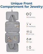 BAGSMART Travel Toiletry Bag with Jewelry Organizer, Hanging Travel Bag for Toiletries, Puffy Makeup Cosmetic Bag Organizer, Carry-on Travel Accessories Essentials, Grey-L