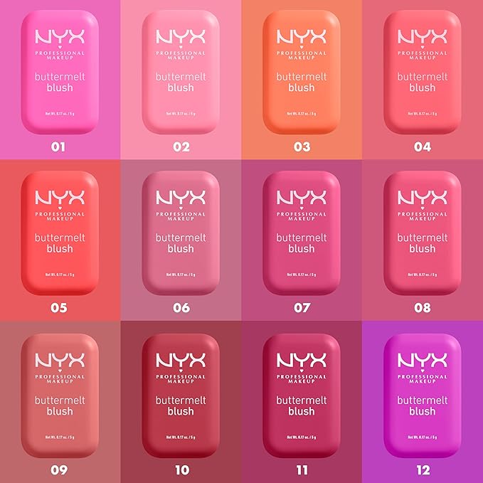 NYX PROFESSIONAL MAKEUP Buttermelt Powder Blush, Fade and Transfer-Resistant Blush, Up to 12HR Make Up Wear, Vegan Formula - Feeling Butta