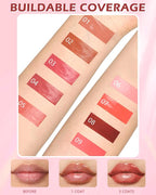 Hydrating Shimmer Lipstick,Moisturizing Jelly Lip Gloss,Shine Rose Red Lipstick Pen, Long Lasting Waterproof Tint Lip Balm Plumping Lip Stain Pen,Women's Day Makeup Gift for Women-05#
