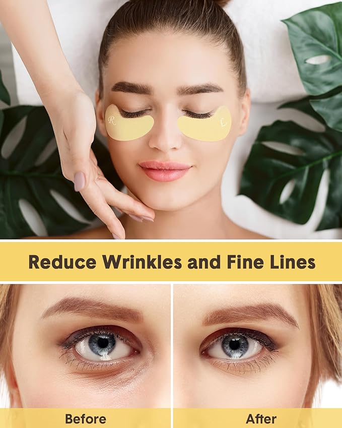 Lictin Reusable Eye Patches, Silicone Under Eye Patches with Lifting Effect to Relieve Wrinkles and Fine Lines, Pair with Metal Eye Cream Applicator,Tin Case