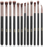 MSQ Eye Makeup Brushes 12pcs Rose Gold Eyeshadow Makeup Brushes Set with Soft Synthetic Hairs & Real Wood Handle for Eyeshadow, Eyebrow, Eyeliner, Blending(without bag)