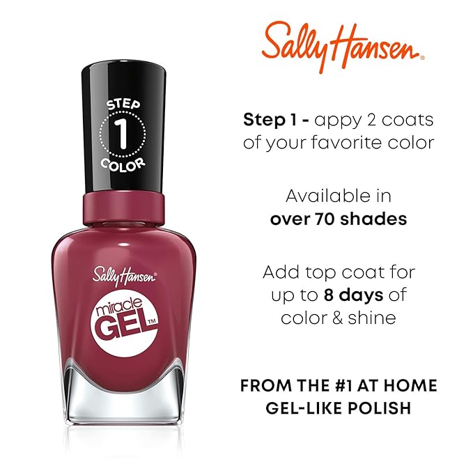 Sally Hansen Miracle Gel™, Mauve-olous, Long Lasting, Gel-Like Formula, No UV Lamp Needed, Pink Nail Polish (Pack of 2)