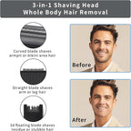 Electric Shaver for Men & Women, 2025 Wet Dry Cordless Razor with LED Display, Rechargeable Hair Remover with 4 Grooming Heads for Face, Body, Bikini, Nose, Legs and Eyebrows (Black)