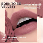 QiBest Nude Rose Pink Cream Lipstick with Lip Liner Makeup Set for Women, Soft Matte Lip Stick Silk Finish with LipLiner Pencil 24 Hours Original Waterproof Labials, Velvety & Non-Drying Formula