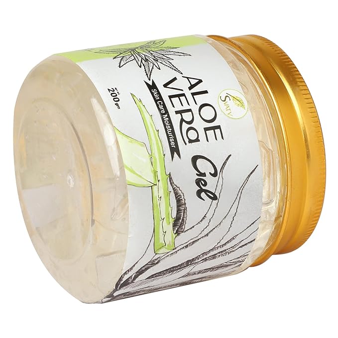 SVATV Natural Aloe Vera Gel for Face, Skin, Hair & Sunburn Relief with Cold Pressed, Vegan, Unscented Gel | Suitable for All Skin Types For Men & Women - (200g, 7.05 oz, 0.44lbs)