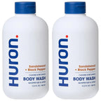 Huron Men’s Moisturizing Body Wash - Clean & Woody Scent of Sandalwood, Black Pepper, Cedarwood, & Amber - Made With Coconut Oil, Vitamin E & Witch Hazel - Vegan, Cruelty-Free - 12.2 fl oz (2 Pack)