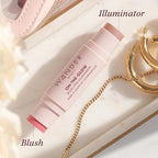 Wander Beauty On-the-Glow Blush and Illuminator - Dusk/Nude Glow - 7-in-1 Hydrating Cream Blush & Highlighting Stick - Stick Blush for Cheeks, Lip, Face & Body - Highlighter Makeup & Blush - 0.4 oz