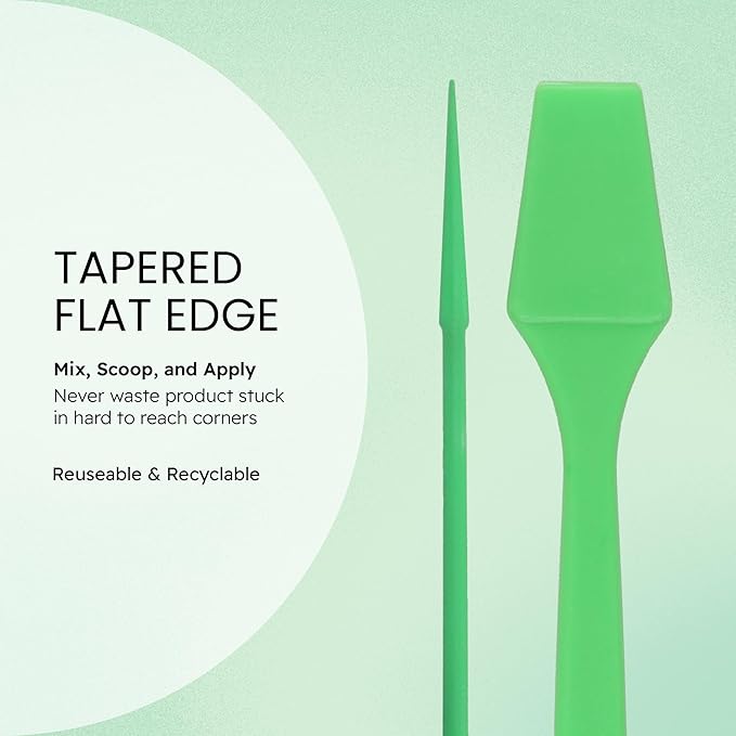 Pana 100pcs Cosmetic Make Up Disposable Plastic 2.5" Spatulas Skin Care Facial Cream Mask Spatula (100 Pieces in a Container) (APPLE GREEN)