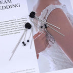 Punk Black Rose Flower Earring Long