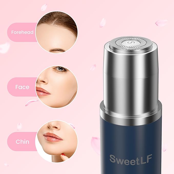SweetLF Portable Electric Shaver for Women, IPX7 Waterproof, Painless, Rechargeable, Wet & Dry Shaving, Face & Chin & Upper Lip, Black
