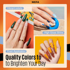 MEFA Fall Gel Nail Polish Set, 12 Colors Orange Burgundy Red Gel Polish Set Flash Dark Red Glitter Nail Polish Shimmer Nude Brown Blue Yellow Nail Gifts for Women Girl DIY Salon Home Spring Summer