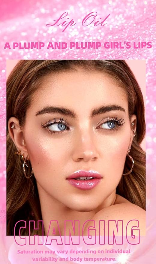 Cosmetics Color Changing Lip Oil V2, Magic Color Changing Lip Oil Cosmetics, Plumping Lip Oil Moisturizing Lip Gloss, Long Lasting Lip Glow Oil Non-sticky Warm Change Glitter Lip Tint (Pack of 1)