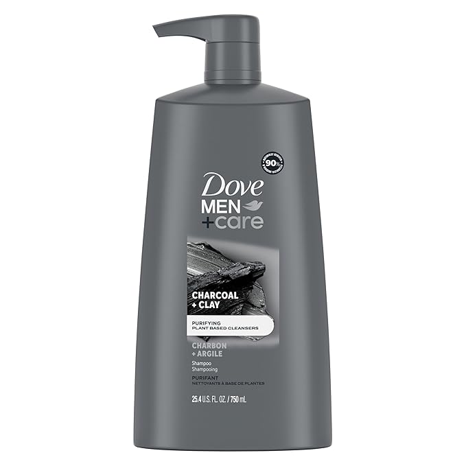 Dove Men+Care Men Shampoo For Healthy-Looking Hair Charcoal + Clay Naturally Derived Plant Based Cleansers 25.4 oz