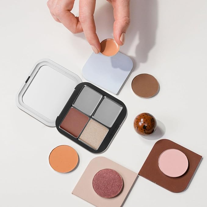 Beaupretty Empty Lipstick Palette Magnetic Eyeshadow Palette Makeup Foundation Blush Container with Mirror for Women Girls Black