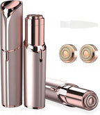 Women's Painless Hair Remover for Women, Battery Powered Facial Hair Shaver for Lips, Chin, Neck, and Cheek with 2 Replacement Heads and 1 Battery