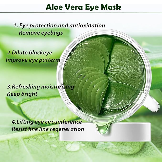Under Eye Patches For Dark Circles, Aloe Vera Eye Mask For Puffiness, Hydrating Eye Gel Pads For Eye Bags And Wrinkles Under Eye Treatment, Improve And Firm Eye Skin Reduce Fine Lines - 30 Pairs