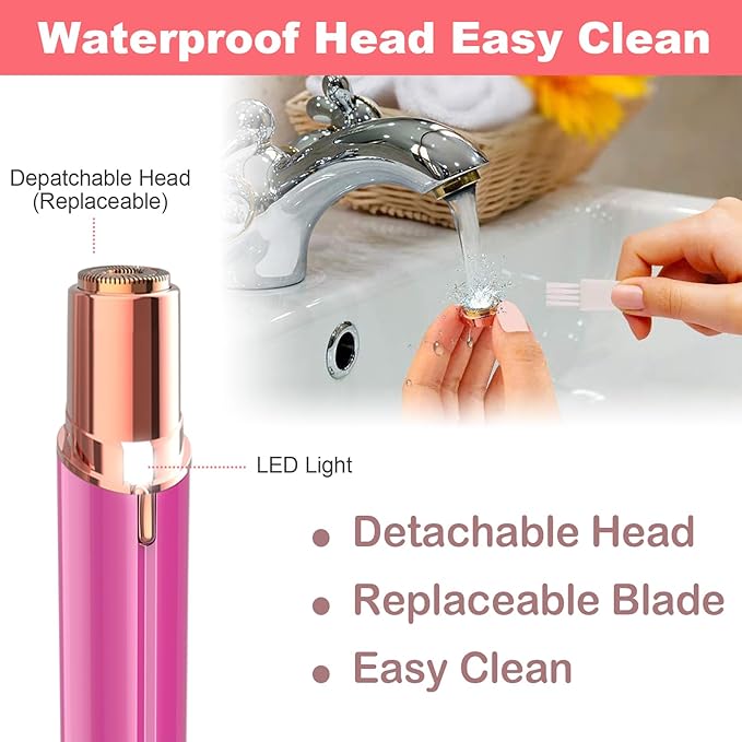 Facial Hair Remover for Women - Removal Shaver for Women - USB Rechargeable Lady Face Razor Trimmer for Face Lips Chin Peach Fuzz Arms Legs and Bikini Line