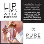 Pure Cosmetics Pure Illumination Lip Gloss - LED-lit Applicator w/Side Mirror - Non-Sticky, Moisturizing & Hydrating Lip Glosses - Soothes & Heals Dried Chapped Lips (In the Buff)