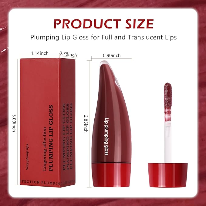 Juicy Lip Plumping Gloss, Pink Tinted Lip Gloss Lip Plumper, Hydrating Moisturizing Lip Tint Stain, Highly Pigmented Shine Glossy Lip Oil, Long-Lasting Lip Gloss For Women Girls Dry Lip Care-01#