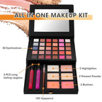 All in One Makeup Kit,Makeup Palette Includes 30 Color Eyeshadow, 2 Color Highlighter，2 Color Pressed Powder，2 Color Blusher，2 Pcs lip gloss，1 Pcs Eyepencil, Mirror,Makeup Gift Set for Women (017Y)