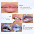 Blue Glitter Lip Gloss Liquid Lipstick, Diamond Shimmer Metallic Sparkly Iridescent Chameleon Lip Gloss Gift for Women, Long Lasting Waterproof Highly Pigment Glimmer Holographic Lip Makeup07