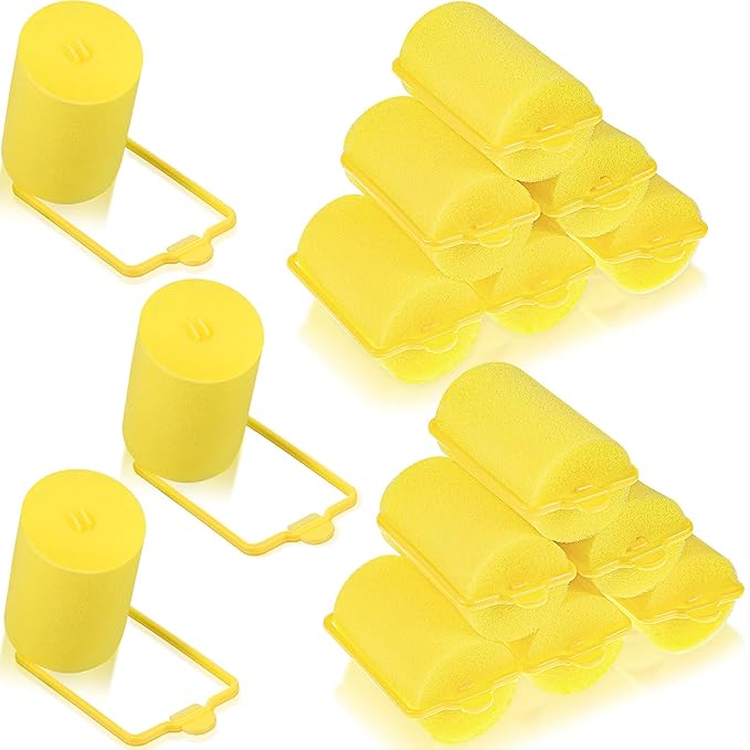 Geyoga 18 Pieces Sponge Hair Rollers Large Soft Foam Hair Styling Curlers Large Size Hairdressing Curlers for Women(1.4 x 2.6 Inches,Yellow)