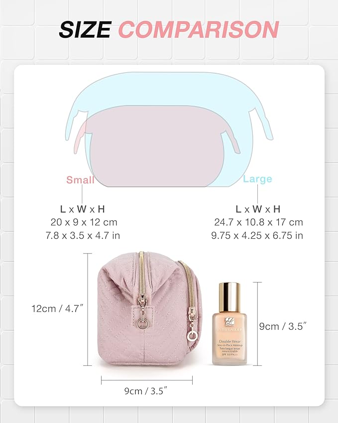 BAGSMART Travel Makeup Bag, Cosmetic Bag Make Up Organizer Case,Large Wide-open Pouch for Women Purse for Toiletries Accessories Brushes