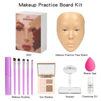 Makeup Practice Mannequin Face, 5d Reusable Silicone Makeup Practice Board Full Face with Makeup Brushes Sponge Set and Eyeshadow Board Makeup Kit for Makeup Artist, Girl's Gift Or Professionals
