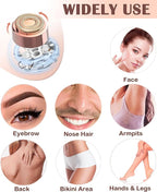 Facial Hair Remover and Eyebrow Trimmer - 2 in 1 Facial Hair Removal Epilators for Women - Rechargeable Travel Face Hair Razor Bikini Shaver for Face Peach Fuzz Lips Chin Armpit Body (White)