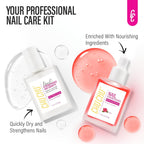 2 in 1 Nail Strengthener and Rose Cuticle Oil Set: Clear Nail Hardener Polish Extra Strong and Growth - Repair Brittle Damaged Dry Nail and Cuticle - for Women Beginner Home Salon Gift
