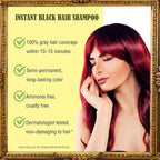 Herbal Burgundy Hair Dye Shampoo - Instant 3-in-1 Gray Coverage for Women & Men, 16.90 Fl OZ (Dark Wine Red)