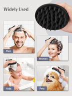 HEETA Scalp Massager Shampoo Brush with Silicone Bristles for Dandruff Removal Scalp Care & Hair Growth, Scalp Scrubber for All Hair Types, Head Massager Stress Relax, Upgraded Large Design,Black