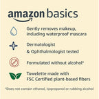 Amazon Basics Make Up Remover Wipes, Fragrance Free, 25 Count, Pack of 6 (Previously Solimo)