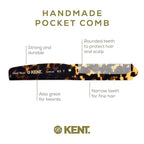 Kent 82T Handmade Folding Pocket Comb for Men, Fine Tooth Hair Comb Straightener for Everyday Grooming Styling Hair, Beard or Mustache, Use Dry or with Balms, Saw Cut Hand Polished, Made in England