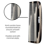 Kent 12T Wide Tooth Detangling Comb - Handmade Pocket Grooming Tool for Thick, Curly, Wavy Hair, Beards and Mustaches - SawCut and Hand Polished