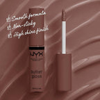NYX PROFESSIONAL MAKEUP Butter Gloss, Non-Sticky Lip Gloss - Ginger Snap (Chocolate Brown)