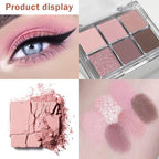 6 Colors Nude Pink Purple Matte Shimmer Eyeshadow Palette for Eye Makeup,High Pigmented Brown Eye Shadow Primers Powder Palet de sombras de ojos