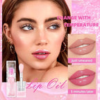 2PCS Color Changing Moisturizing Lip Glow Oil，Long Lasting Lip Glow Oil Non-sticky Warm Change Glitter Lip Tint， Tinted for Lip Care and Dry Lips Gloss Lip Balm(2 boxe