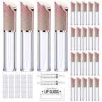 AMORIX 24 Pack 5ml Lip Gloss Tubes with Wand Lip Gloss Containers Lipgloss Supplies Kit with 2pcs Syringes + Labels for DIY Lip Gloss