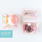 Bumkins Travel Bag, Toiletry, TSA Approved Pouch, Zip Bag, Quart Size Airline Compliant, Clear-Sided, Baby, Diaper Bag Organization, Makeup, Accessories, Packing, Set of 3 Sizes, Floral Gray