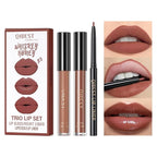QiBest 3-in-1 Lipstick Set for Women & Teen Girls, Matte Liquid Lipstick + Lip Gloss + Gel Lip Liner Pencil Trio Lip Gift Kit for 24 Hours Long Lasting & Waterproof Lip Makeup (Whiskey Honey)