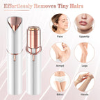 Facial Hair Remover for Women, Face Hair Trimmer, Rechargeable Women's Facial Shaver, Painless Lady Shavers for Women for Face Hair, Upper Lips, Peach Fuzz, Bikini Body-White