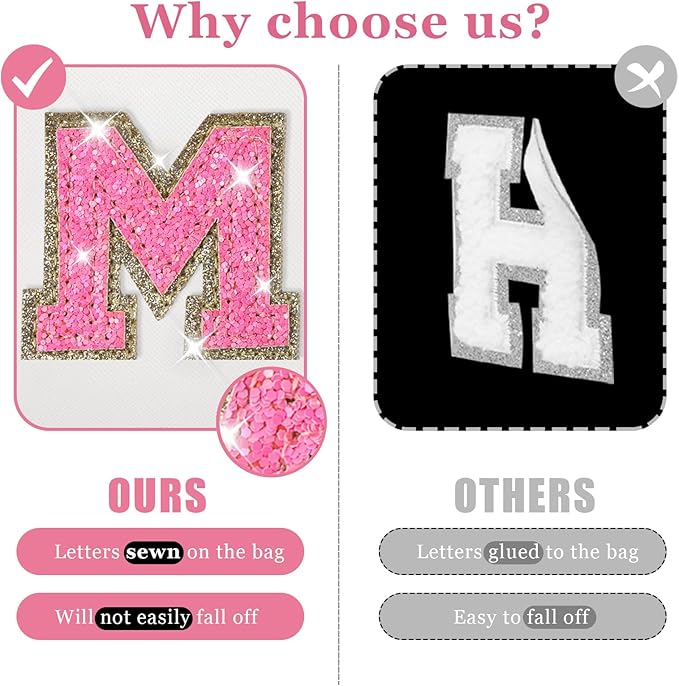 Initial letter patch makeup bag,