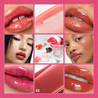 Lip Plumper Gloss High-Shine Liquid Lip Plumping Color, Long-Lasting Plumper Pout, Moisturizing, Non-Sticky With Natural Ginger Extract Portable 6 Colors (02#Grapefruit)