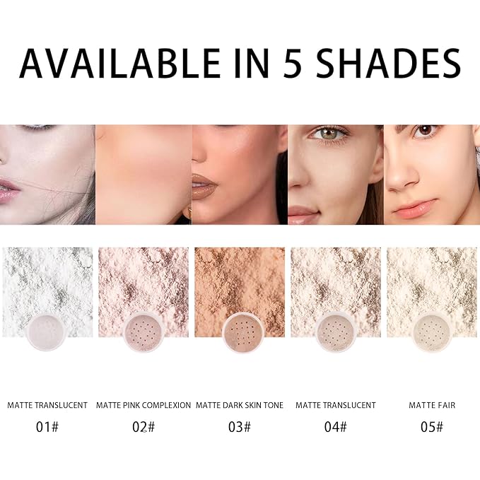 2PCS Loose Face Powder, Oil Control Minimizes Pores Finish(04# Natural)