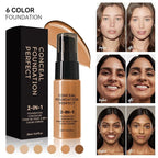 6 Colors Liquid Foundation Long-Lasting,Poreless Liquid Oil Concealer